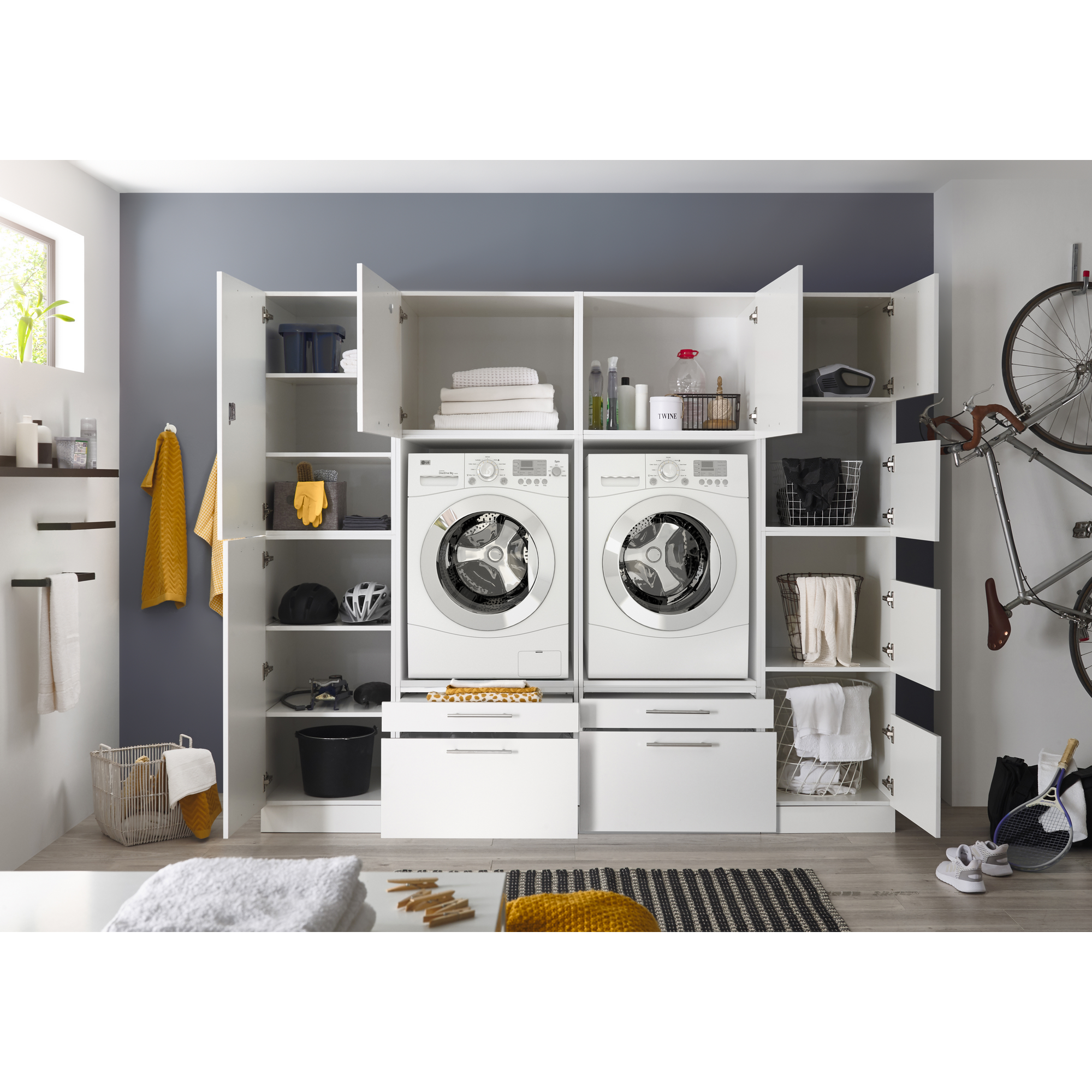 Hauswirtschaftsraum-Set 'Clara 14' weiß matt 234,8 x 200 x 67,6 cm