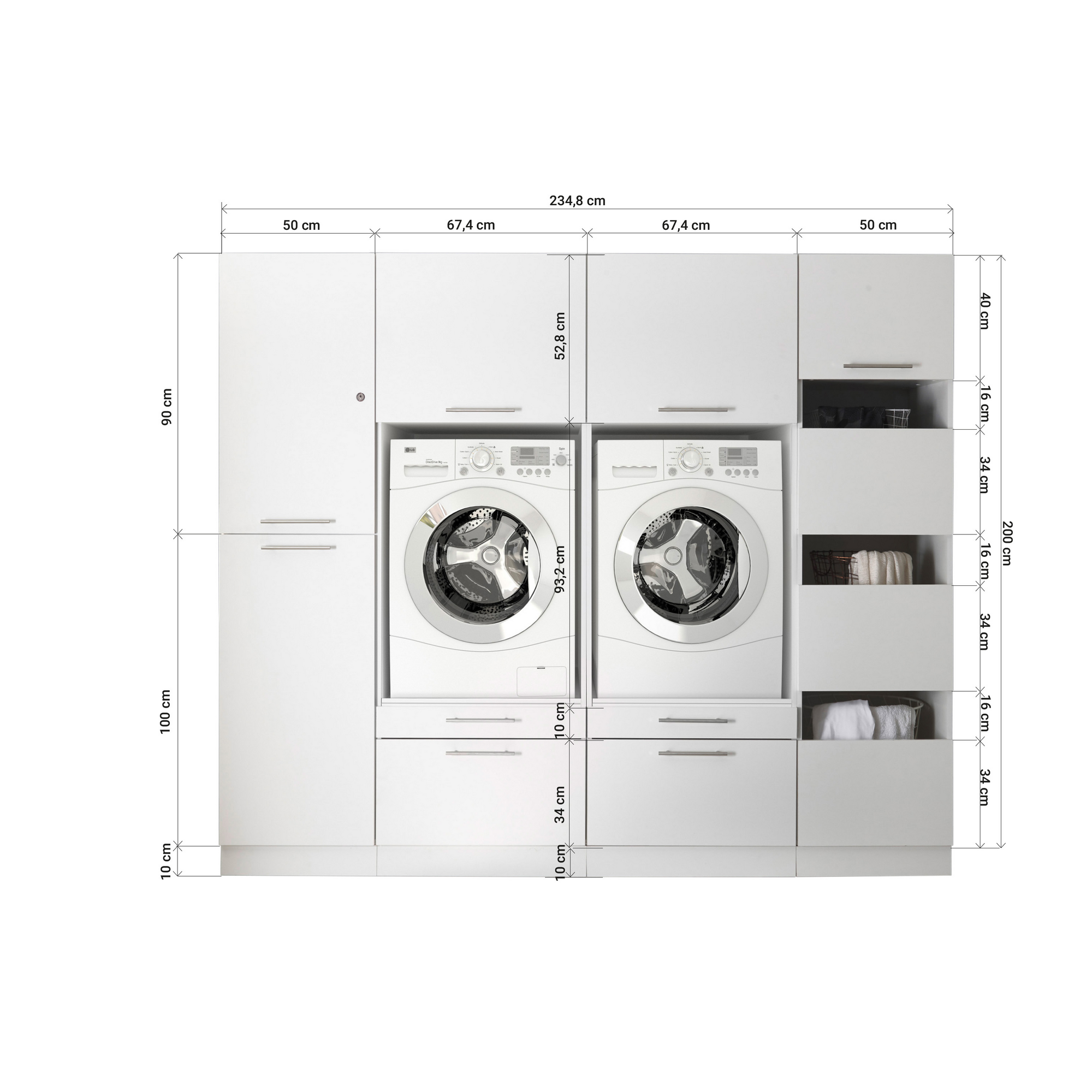 Hauswirtschaftsraum-Set 'Clara 14' weiß matt 234,8 x 200 x 67,6 cm