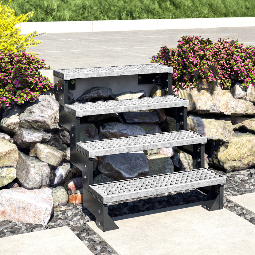 Außentreppe 'Gardentop' 4 Gitterroststufen 100 cm