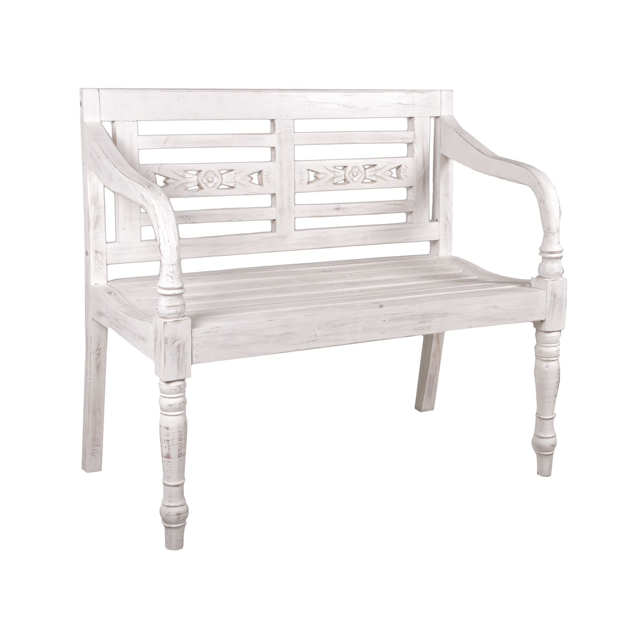 Gartenbank 'Moyo' 2-Sitzer Holz weiß 100 x 90 x 52 cm