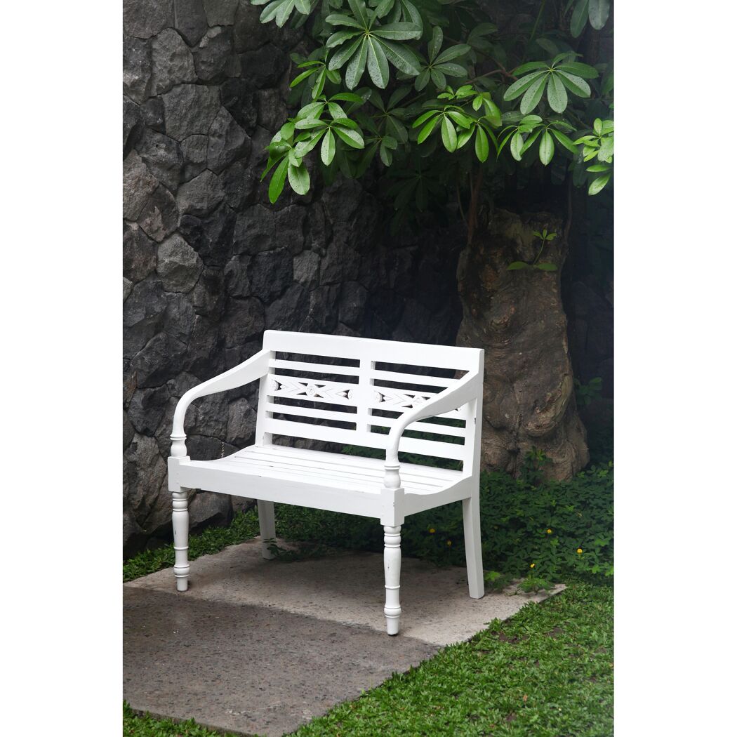 Gartenbank 'Moyo' 2-Sitzer Holz weiß 100 x 90 x 52 cm