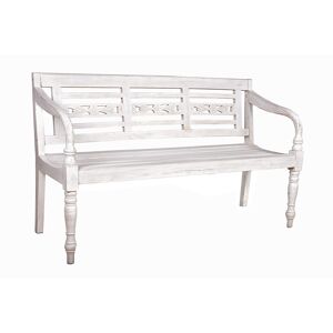 Gartenbank 'Moyo' 3-Sitzer Holz weiß 150 x 90 x 52 cm