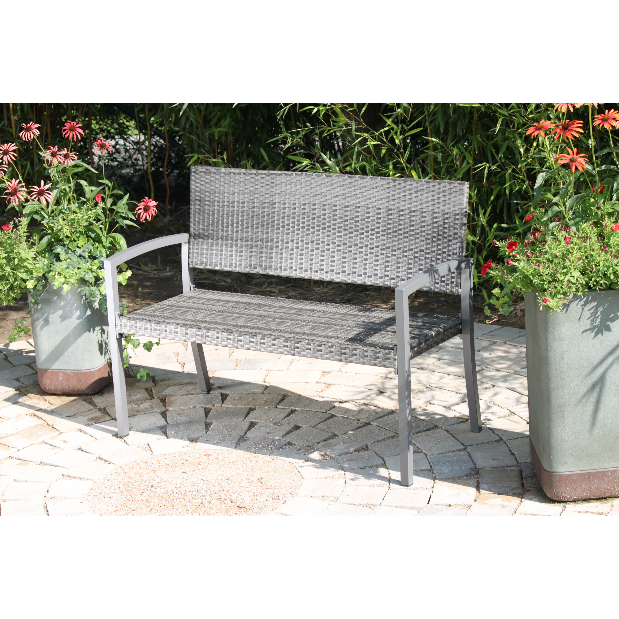 Gartenbank 'Sanremo' 2-Sitzer Aluminium dunkelgrau/schwarz 116 x 87 x 60 cm