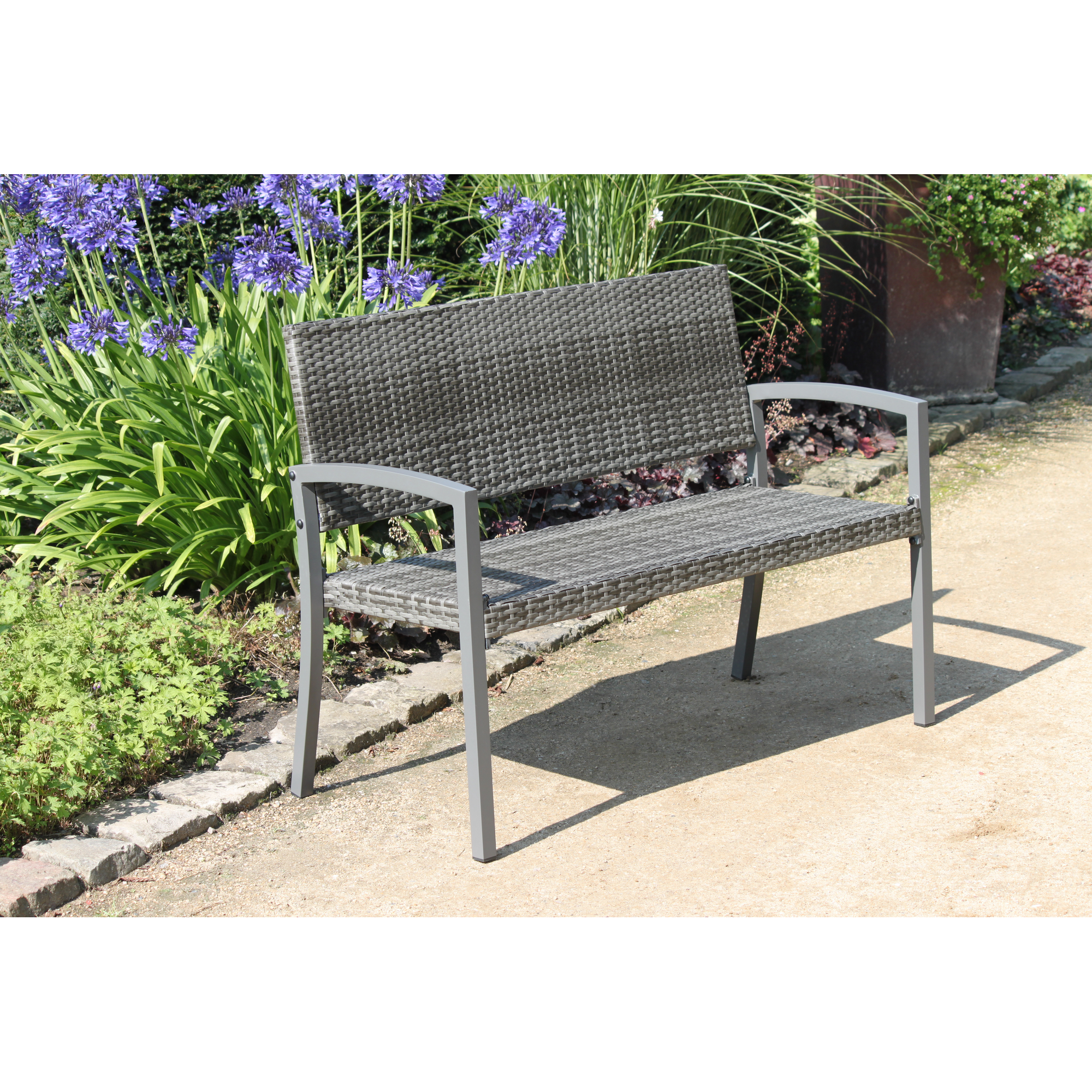 Gartenbank 'Sanremo' 2-Sitzer Aluminium dunkelgrau/schwarz 116 x 87 x 60 cm