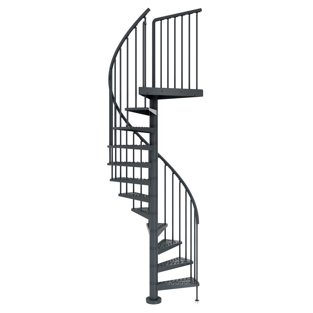 Außenspindeltreppe 'Gardenspin' Metall 13 Lochblechstufen Ø 125 cm anthrazit