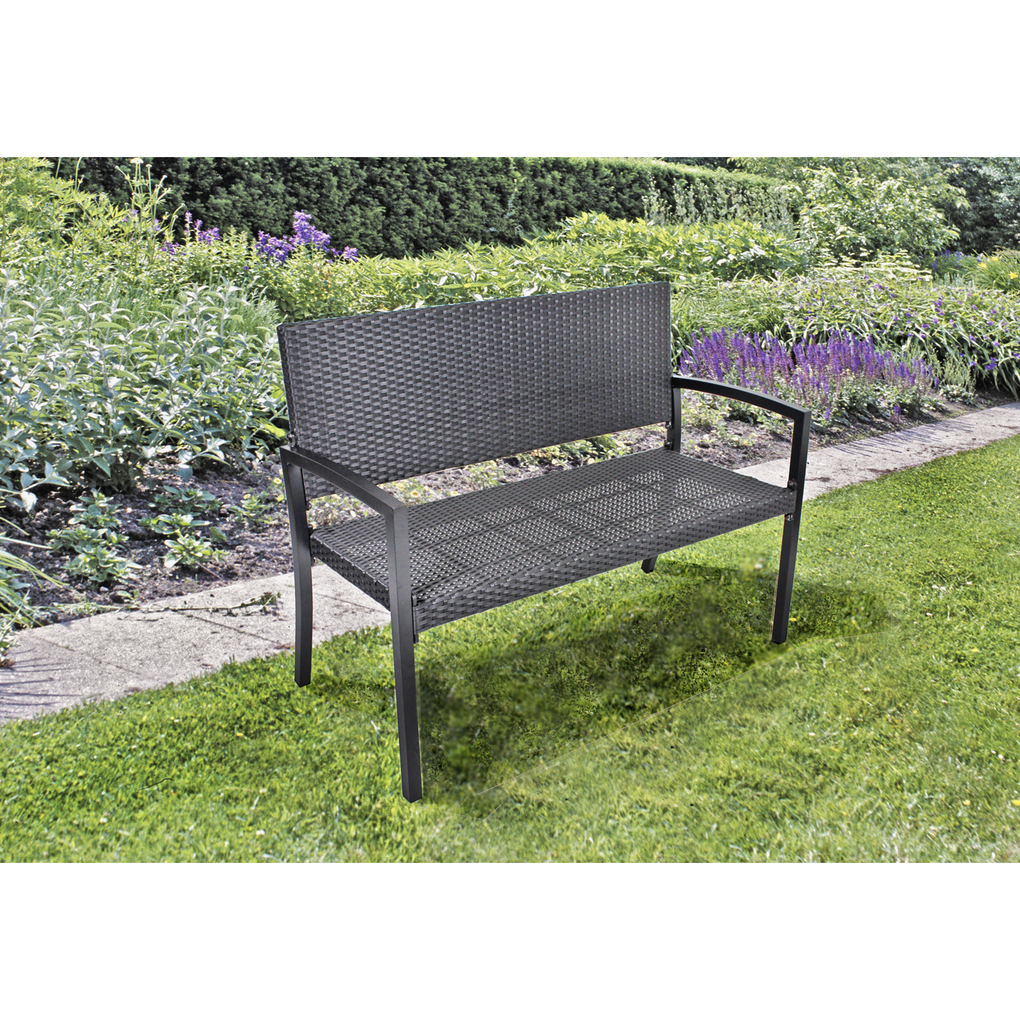 Gartenbank 'Sanremo' 2-Sitzer Aluminium schwarz 116 x 87 x 60 cm