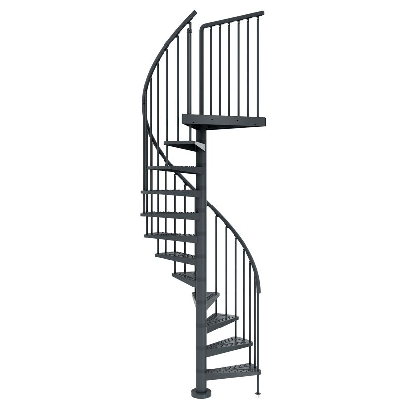 Außenspindeltreppe 'Gardenspin' Metall 14 Lochblechstufen Ø 125 cm anthrazit