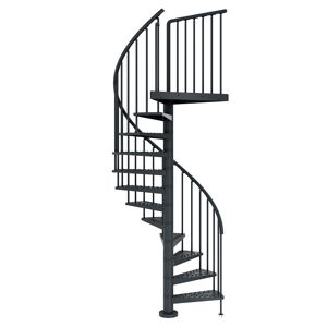 Außenspindeltreppe 'Gardenspin' Metall 12 Lochblechstufen Ø 155 cm anthrazit