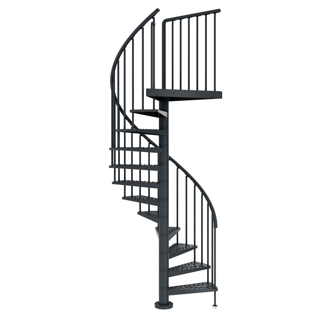 Außenspindeltreppe 'Gardenspin' Metall 14 Lochblechstufen Ø 155 cm anthrazit