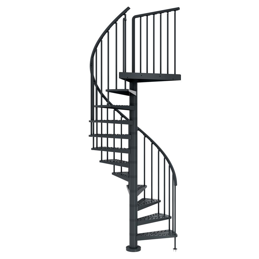 Außenspindeltreppe 'Gardenspin' Metall 15 Lochblechstufen Ø 155 cm anthrazit