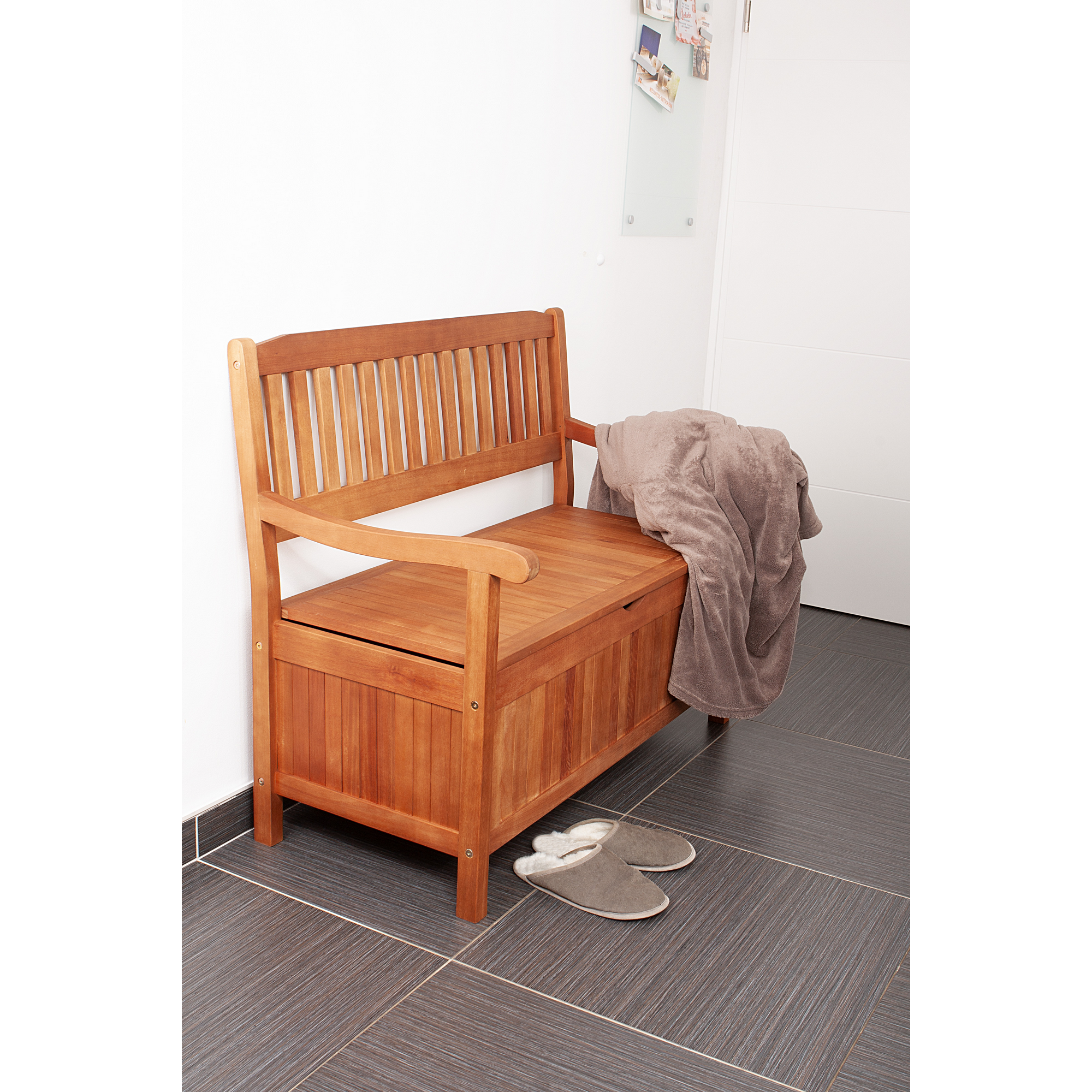 Gartenbank 'Houston' 2-Sitzer Eukalyptusholz braun 107 x 90 x 59 cm