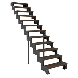 Außentreppe 'Gardentop' dunkelbraun 14 Stufen 100 cm
