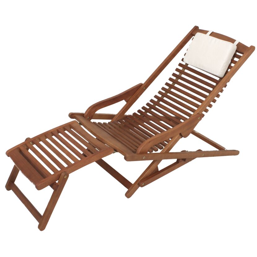 Sonnenliege 'Alaska' verstellbar/klappbar Eukalyptusholz braun 59,5 x 78 x 145 cm