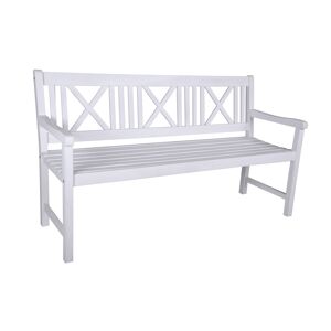 Gartenbank 'Malmö' 3-Sitzer Eukalyptusholz weiß 154 x 89 x 59 cm
