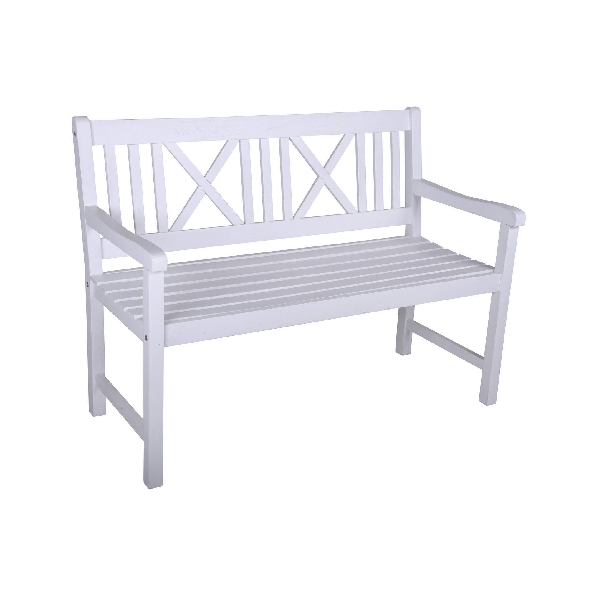 Gartenbank 'Malmö' 2-Sitzer Eukalyptusholz weiß 120 x 89 x 59 cm