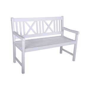 Gartenbank 'Malmö' 2-Sitzer Eukalyptusholz weiß 120 x 89 x 59 cm