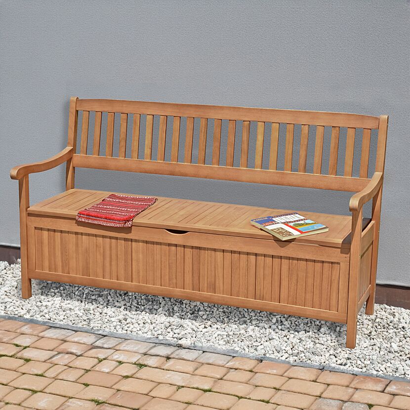 Gartenbank 'Houston' 3-Sitzer Eukalyptusholz braun 157 x 90 x 59 cm