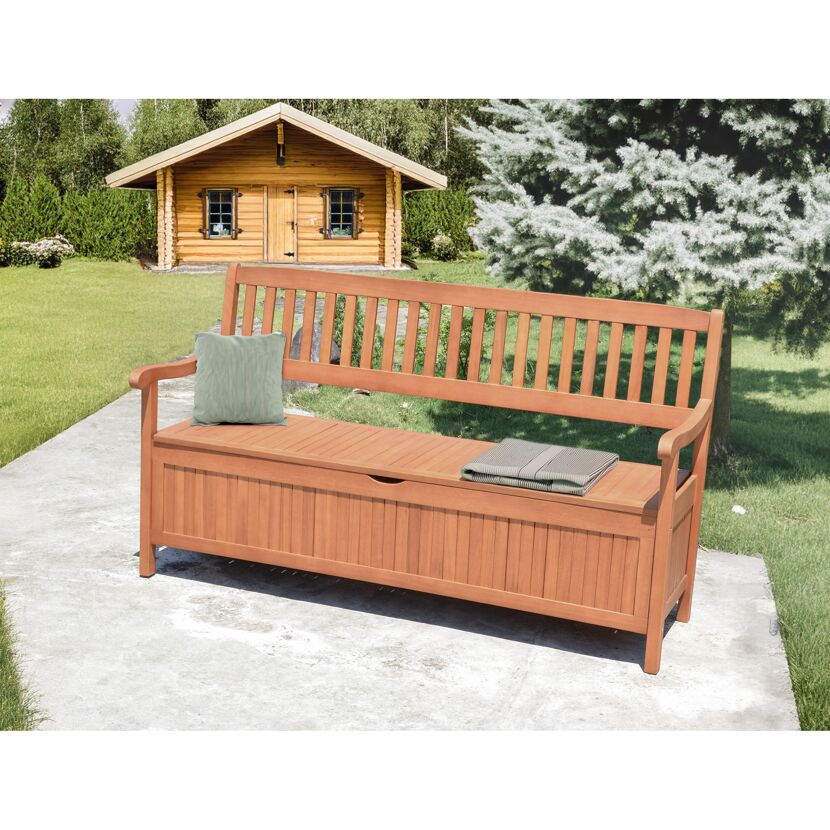 Gartenbank 'Houston' 3-Sitzer Eukalyptusholz braun 157 x 90 x 59 cm