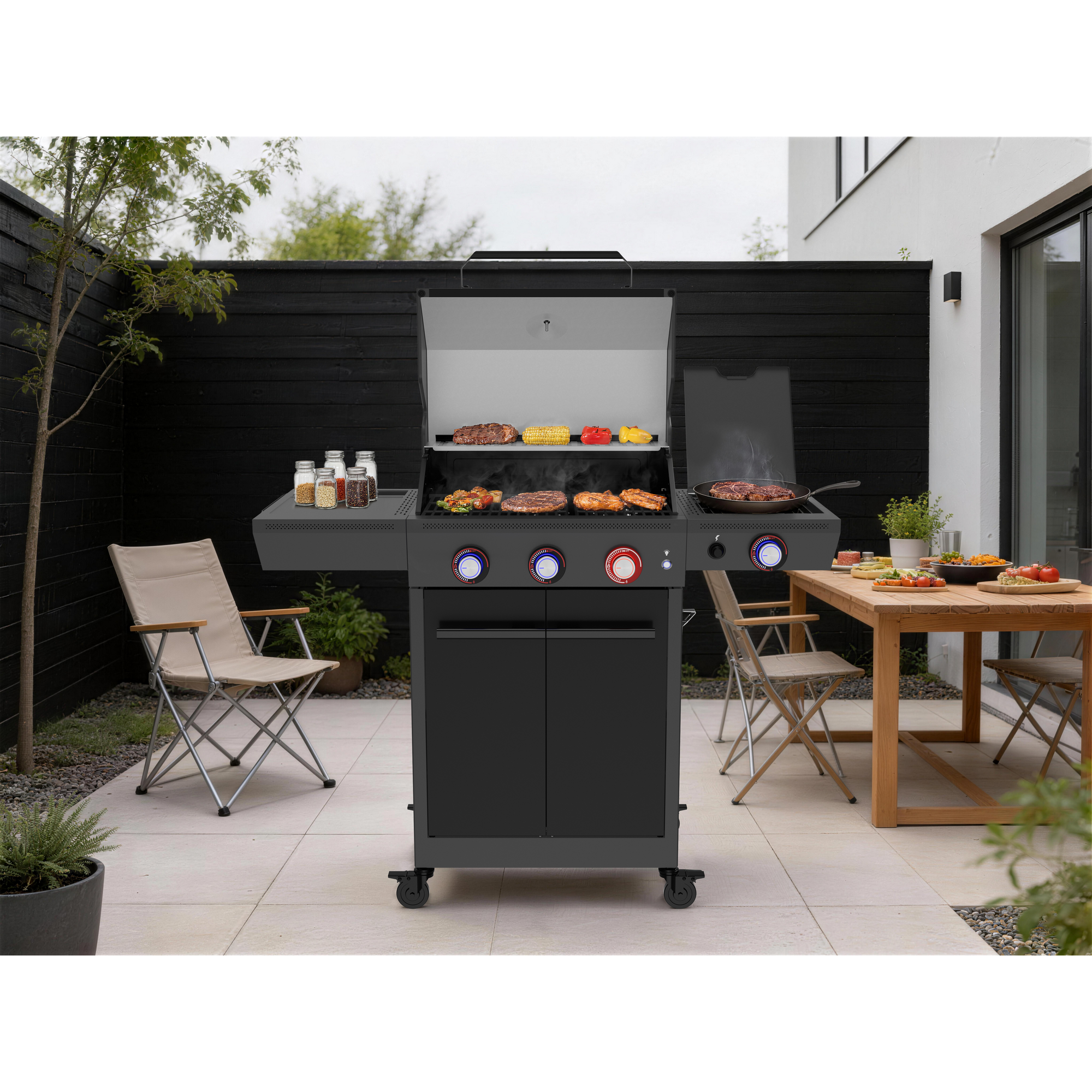 Gasgrill 'Key West' mit Turbozone anthrazit/schwarz 128 x 117 x 54 cm