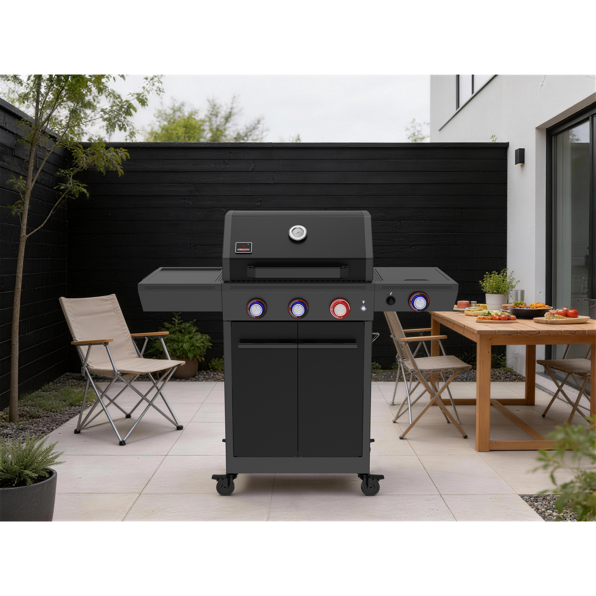 Gasgrill 'Key West' mit Turbozone anthrazit/schwarz 128 x 117 x 54 cm