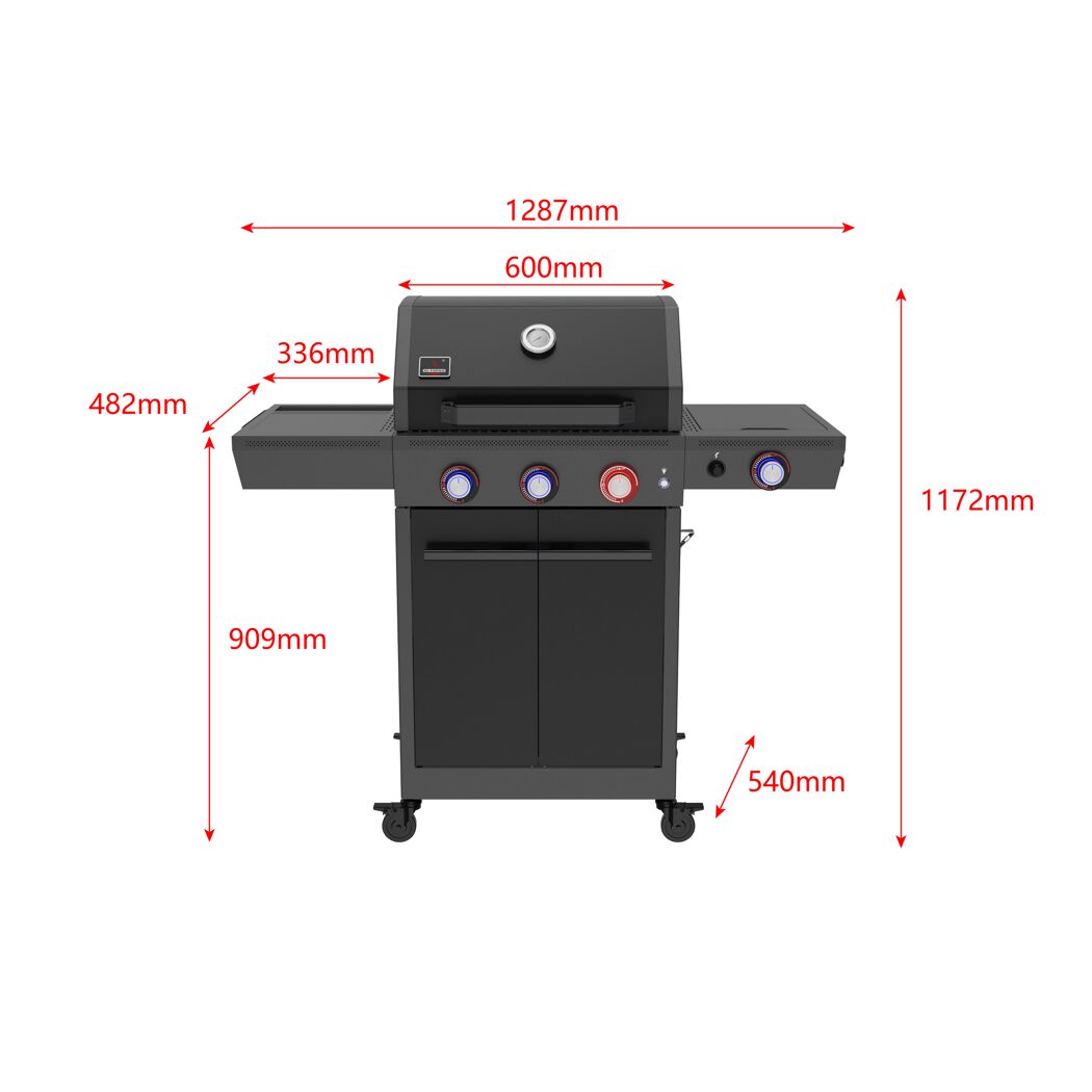 Gasgrill 'Key West' mit Turbozone anthrazit/schwarz 128 x 117 x 54 cm