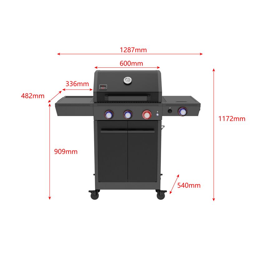 Gasgrill 'Key West' mit Turbozone anthrazit/schwarz 128 x 117 x 54 cm
