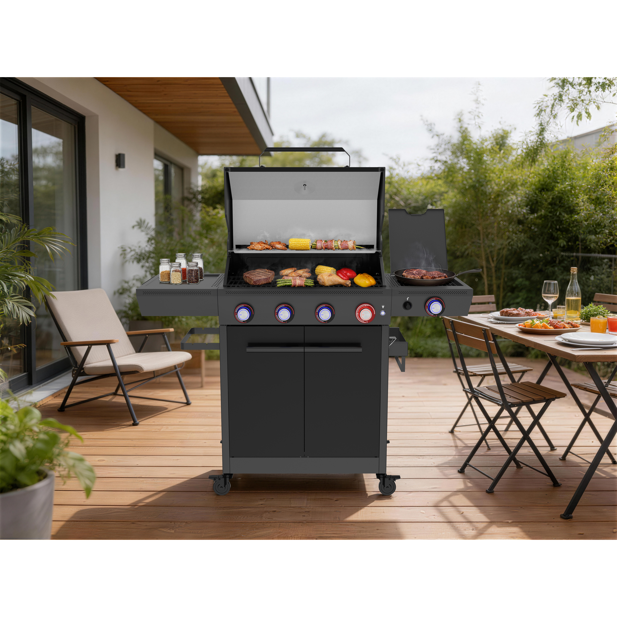 Gasgrill 'Key West' mit Turbozone anthrazit/schwarz 138 x 117 x 54 cm
