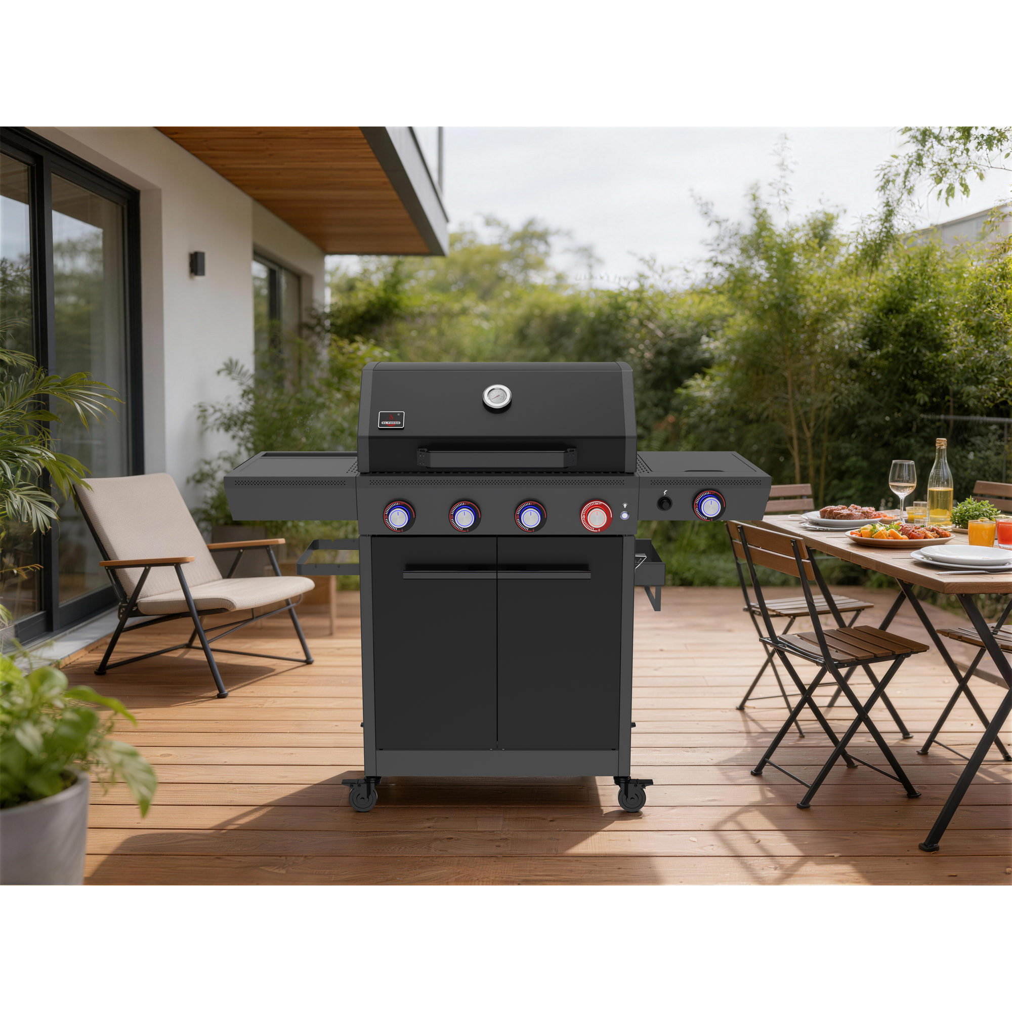 Gasgrill 'Key West' mit Turbozone anthrazit/schwarz 138 x 117 x 54 cm
