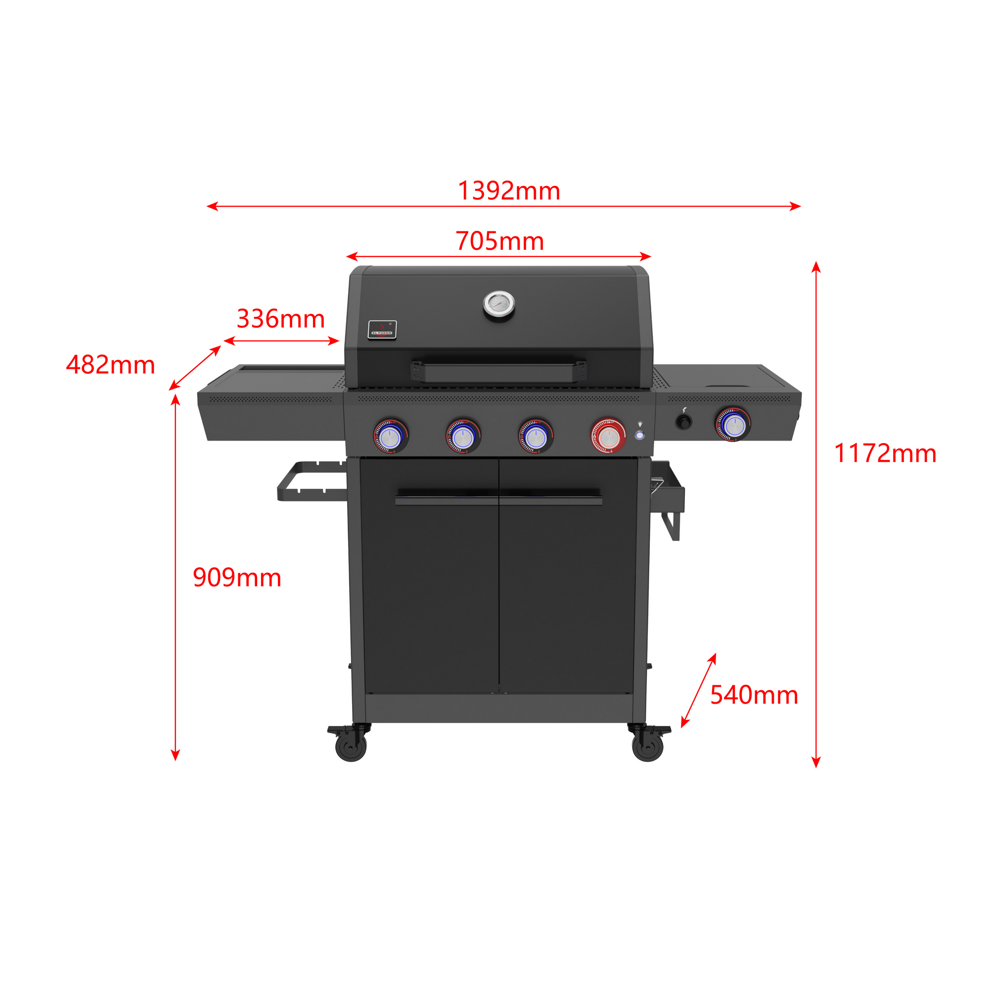Gasgrill 'Key West' mit Turbozone anthrazit/schwarz 138 x 117 x 54 cm