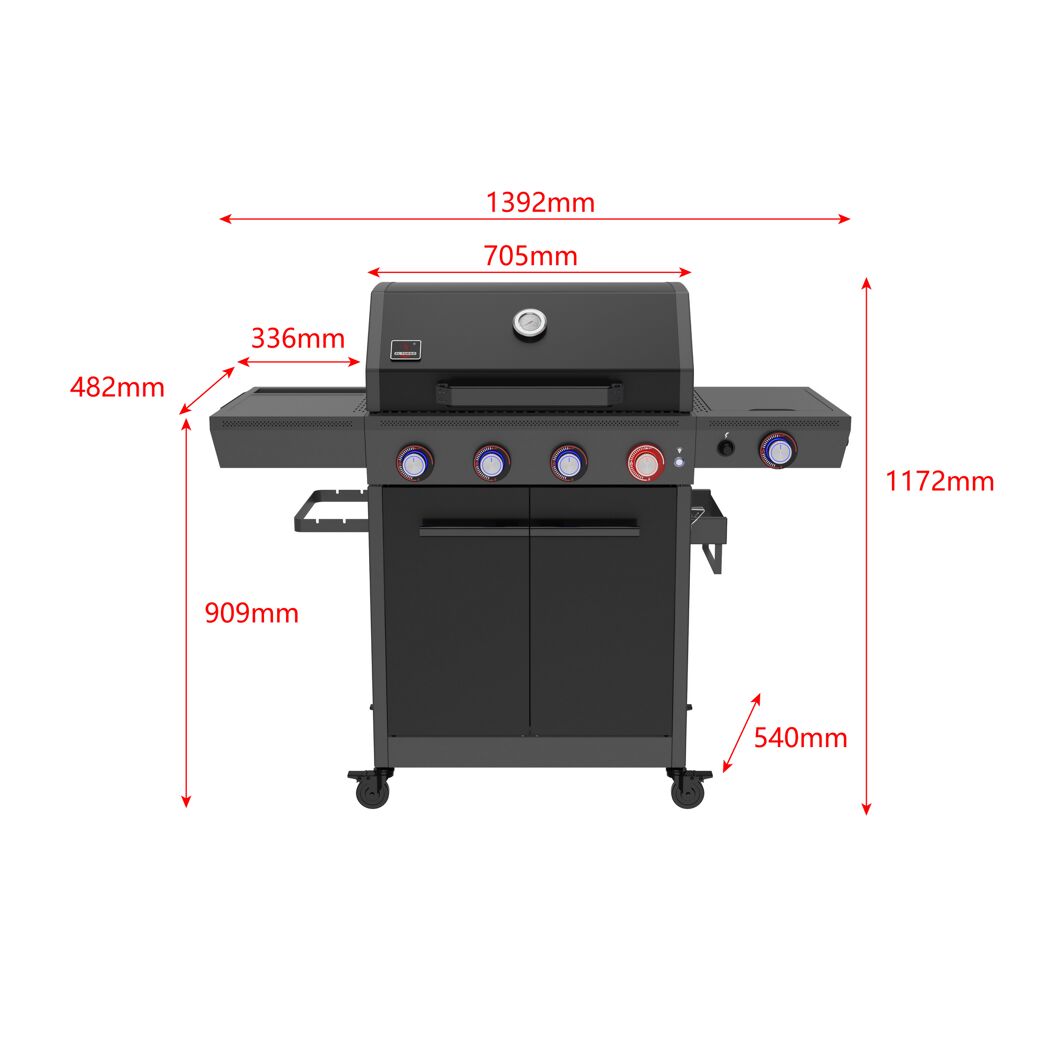 Gasgrill 'Key West' mit Turbozone anthrazit/schwarz 138 x 117 x 54 cm