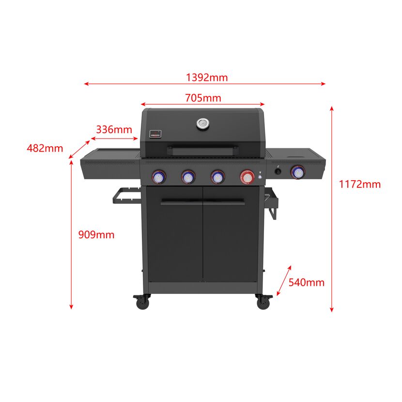 Gasgrill 'Key West' mit Turbozone anthrazit/schwarz 138 x 117 x 54 cm