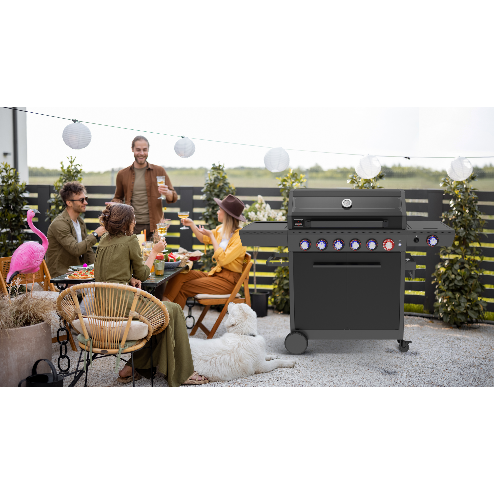 Gasgrill 'Key West' mit Turbozone anthrazit/schwarz 150 x 117 x 56 cm