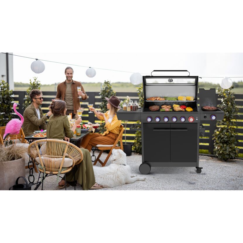 Gasgrill 'Key West' mit Turbozone anthrazit/schwarz 150 x 117 x 56 cm
