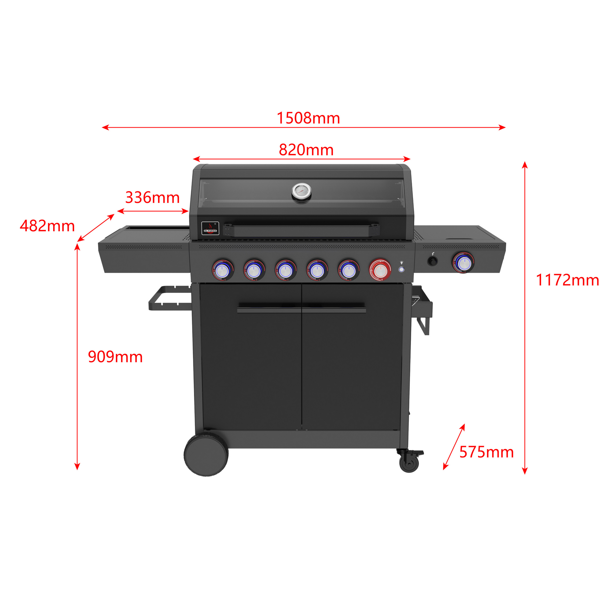 Gasgrill 'Key West' mit Turbozone anthrazit/schwarz 150 x 117 x 56 cm