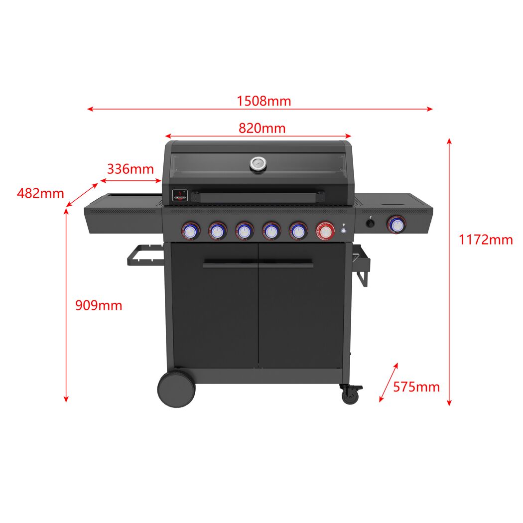 Gasgrill 'Key West' mit Turbozone anthrazit/schwarz 150 x 117 x 56 cm