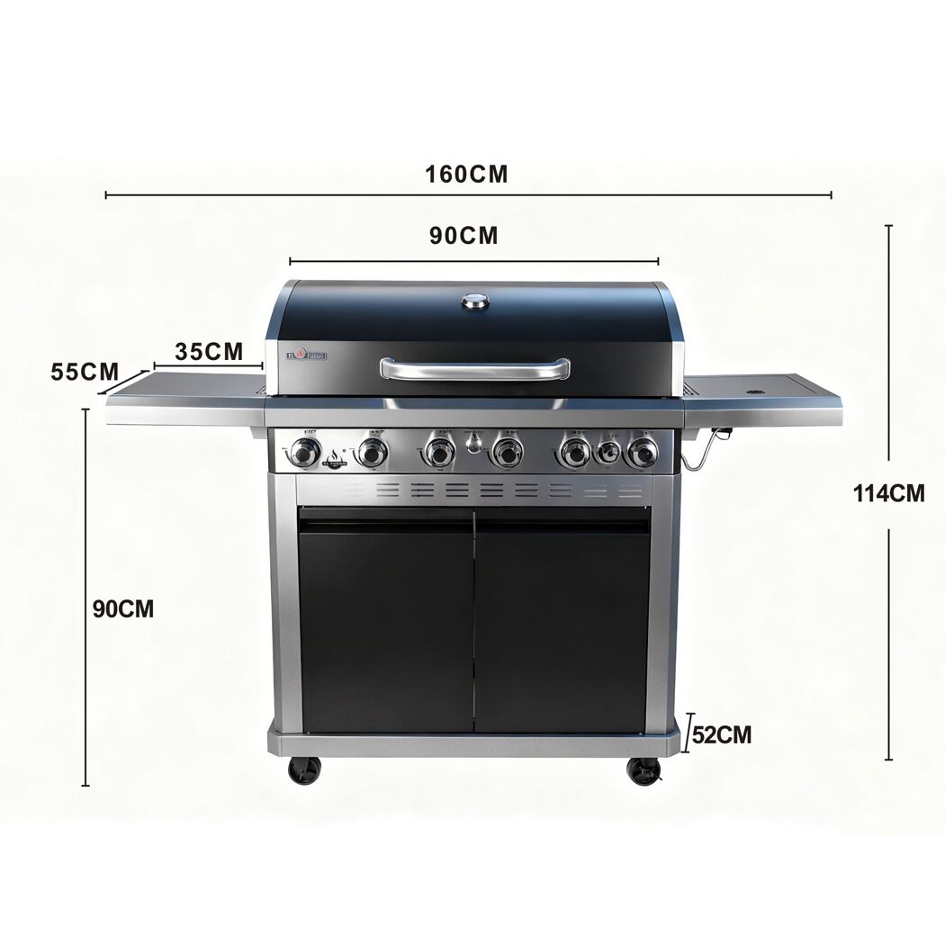 Gasgrill 'Detroit' silbern/schwarz 158,5 x 114 x 53,5 cm