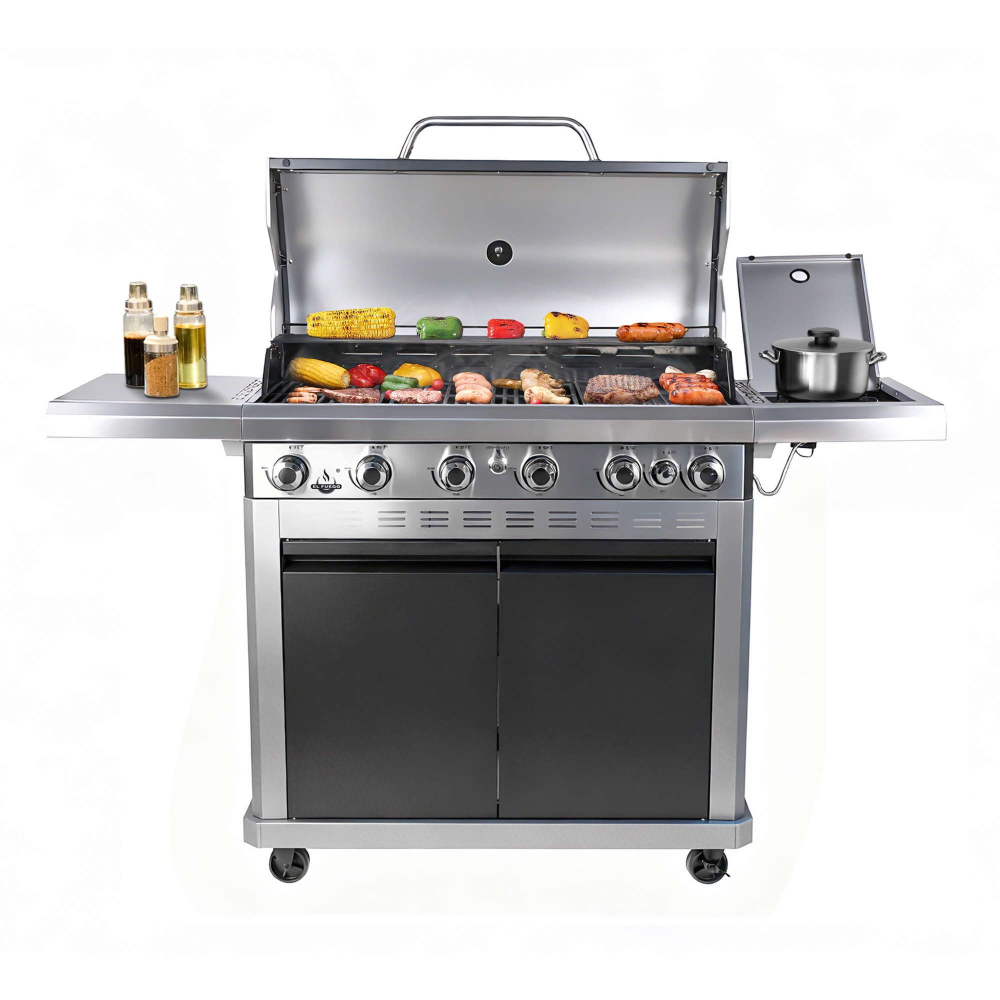 Gasgrill 'Detroit' silbern/schwarz 158,5 x 114 x 53,5 cm