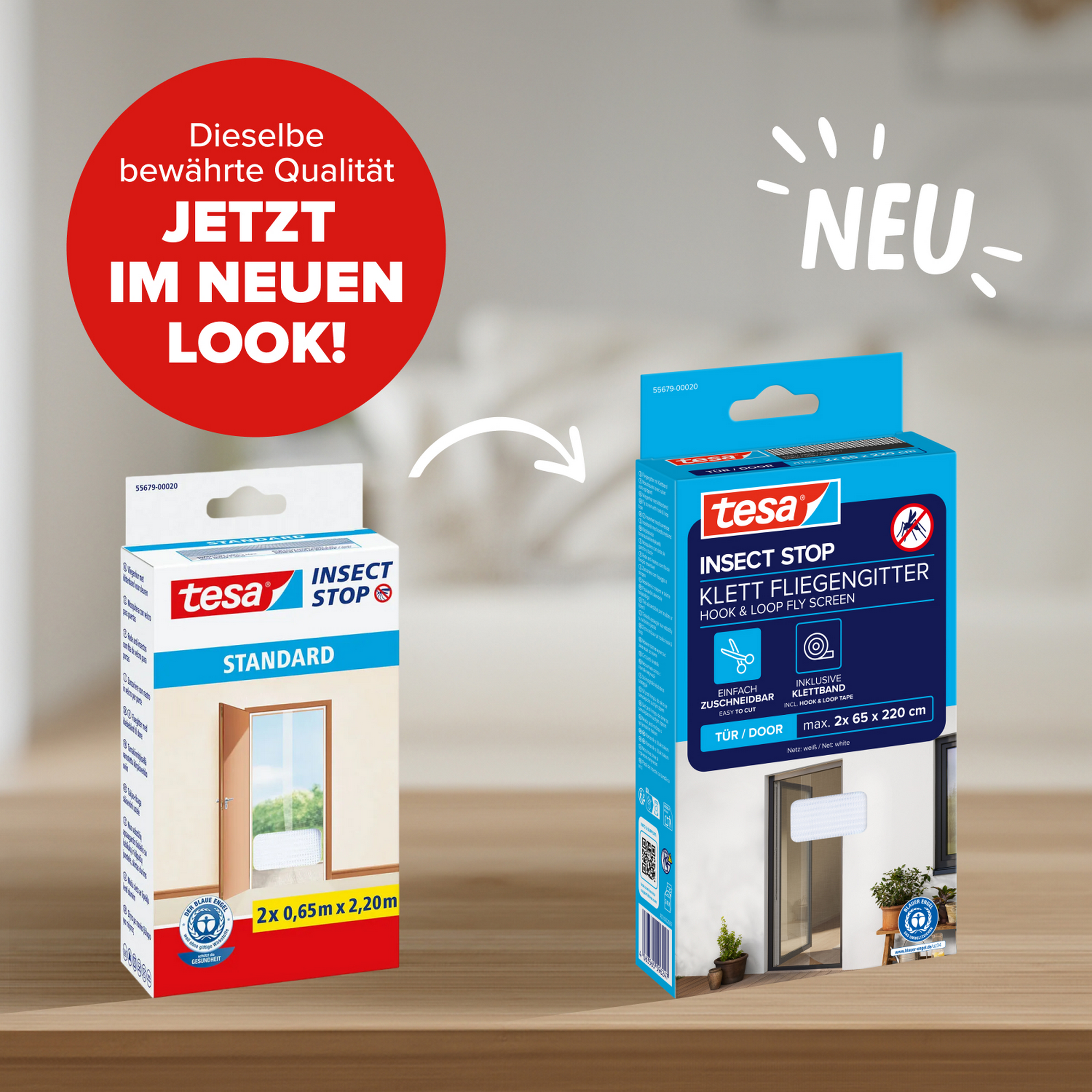 tesa Klett Türfliegengitter 'Standard' weiß 2 x 65 x 220 cm