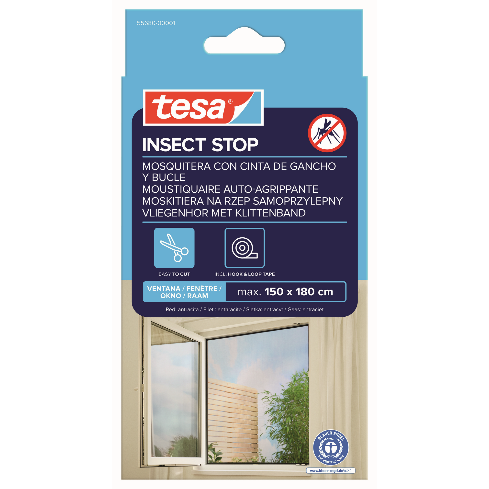 Klett Fensterfliegengitter 'Standard' anthrazit 150 x 180 cm