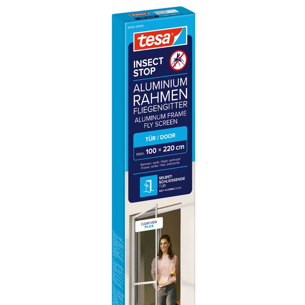 Türfliegengitter 'Comfort' Aluminium Rahmen weiß 100 x 220 cm
