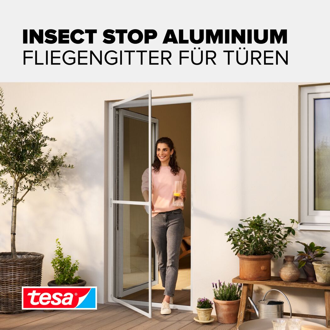 Türfliegengitter 'Comfort' Aluminium Rahmen weiß 100 x 220 cm