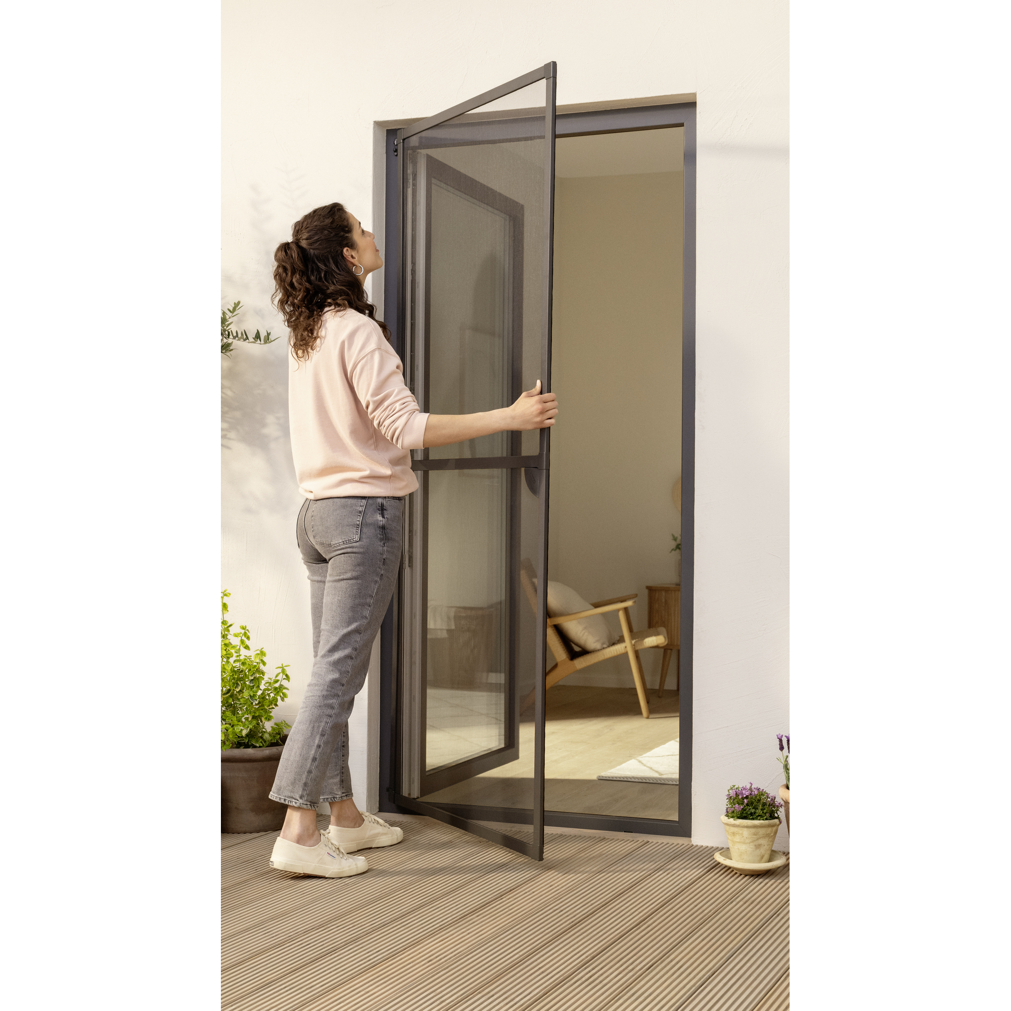 Türfliegengitter 'Comfort' Aluminium Rahmen weiß 100 x 220 cm