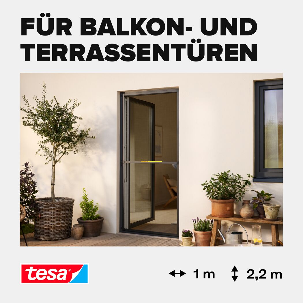 Türfliegengitter 'Comfort' Aluminium Rahmen anthrazit 100 x 220 cm
