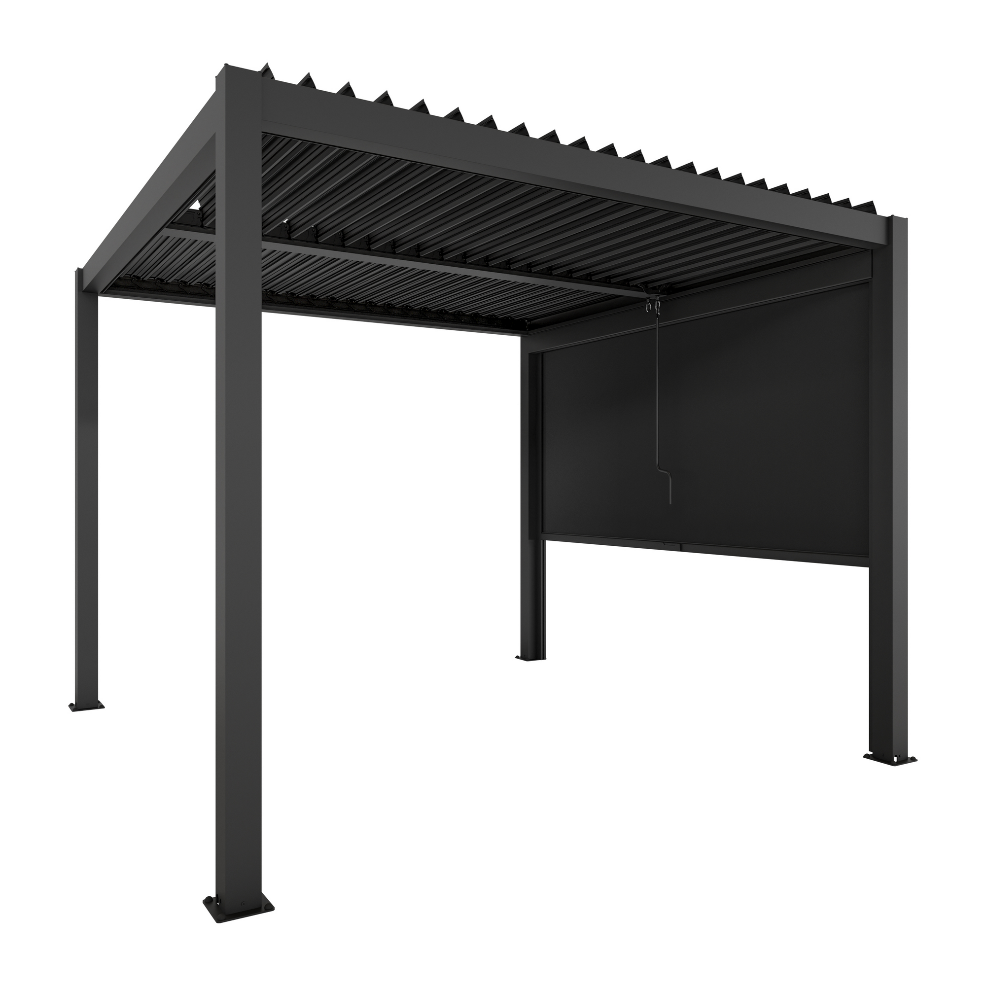 Pergola 'Shade' Aluminium dunkelgrau 3 x 3 m manuell inklusive 1 x Seitenmarkise 3 m manuell