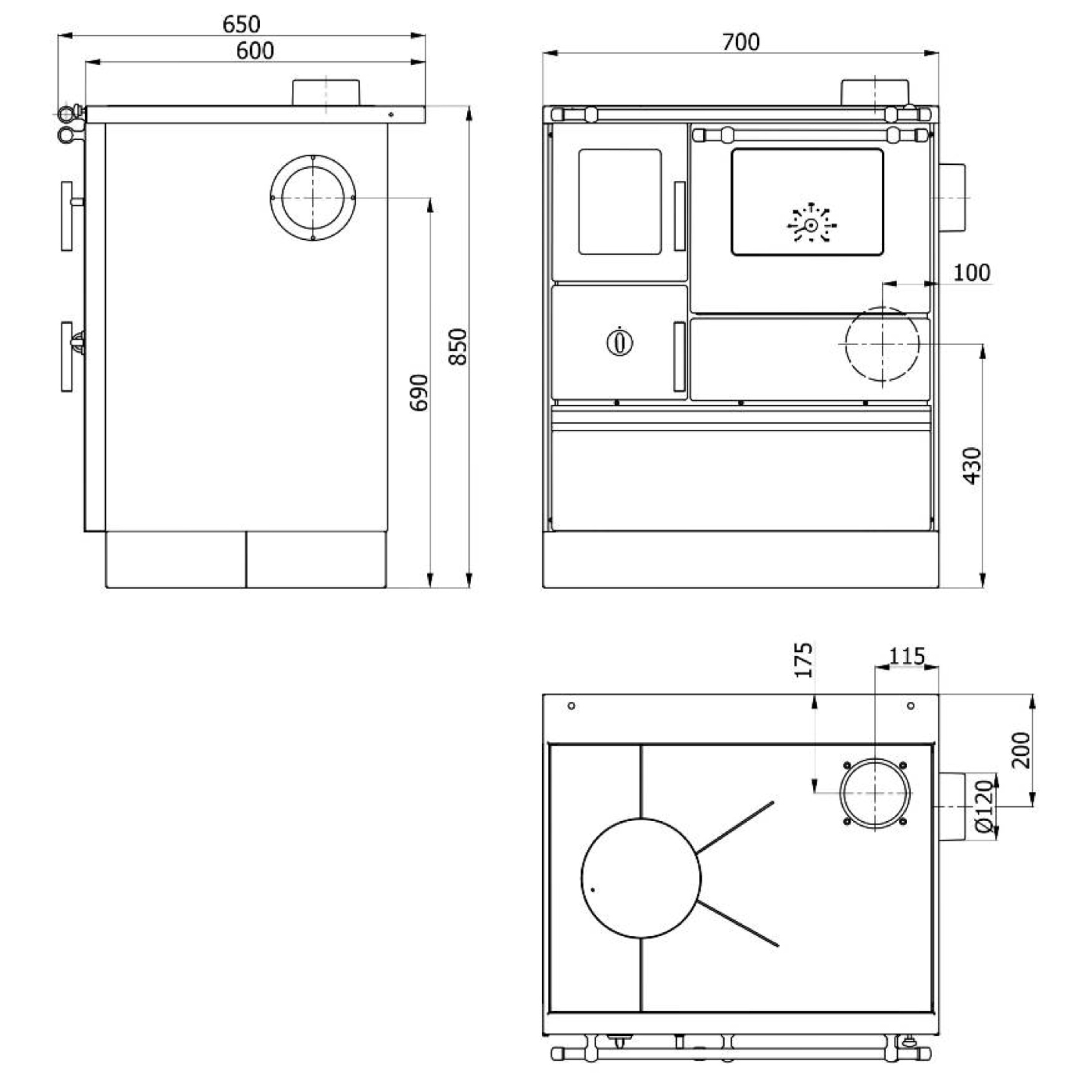 Landhausherd 'K76 70F' links schwarz 7,6 kW