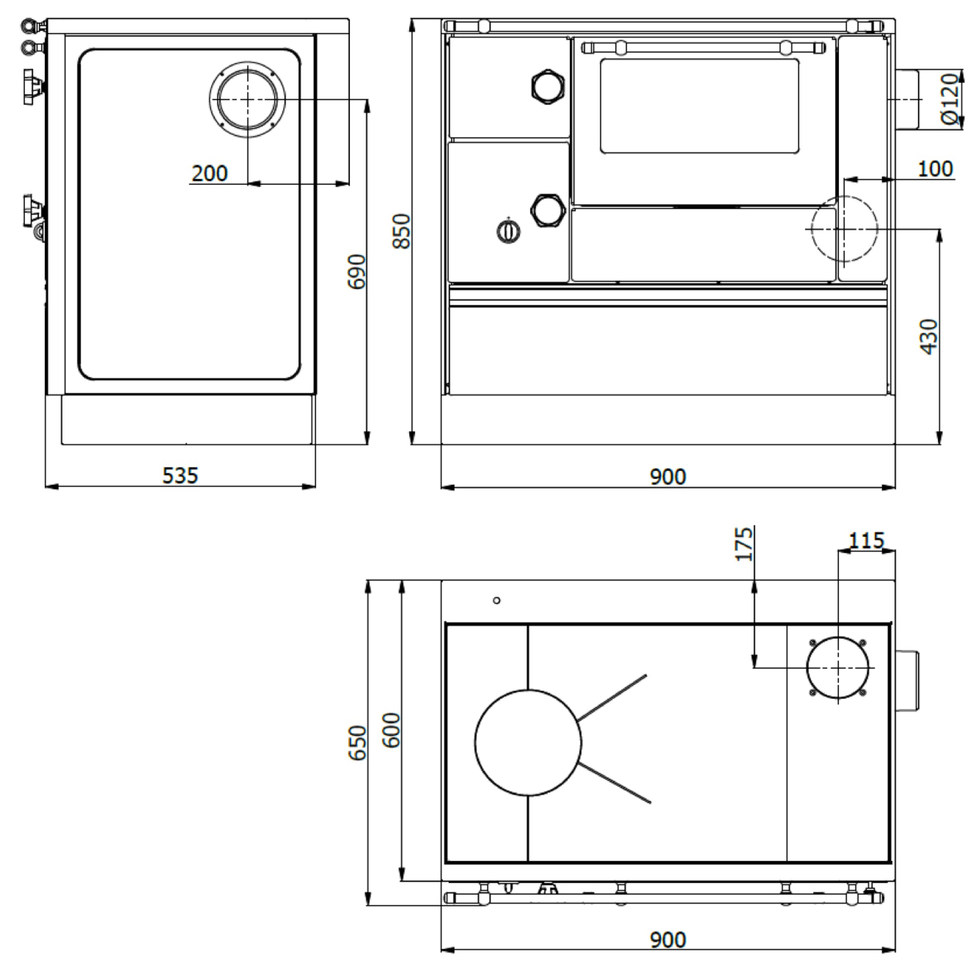 Landhausherd 'K76 90' rechts weiß 7,3 kW