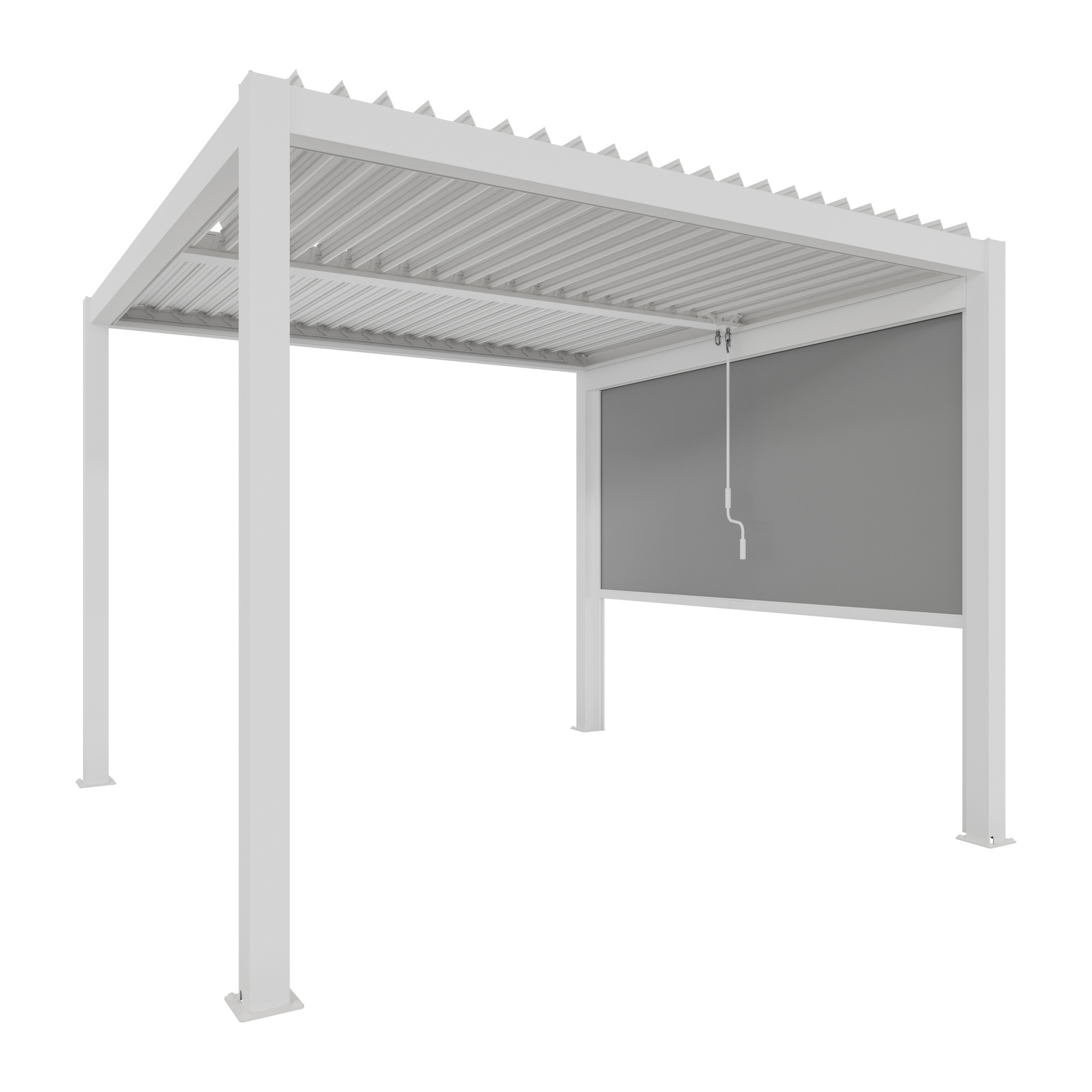 Pergola 'Shade' Aluminium weiß 3 x 3 m manuell inklusive 1 x Seitenmarkise 3 m manuell