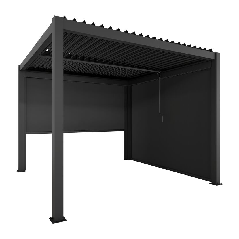 Pergola 'Shade' Aluminium dunkelgrau 3 x 3 m manuell inklusive 2 x Seitenmarkise 3 m manuell