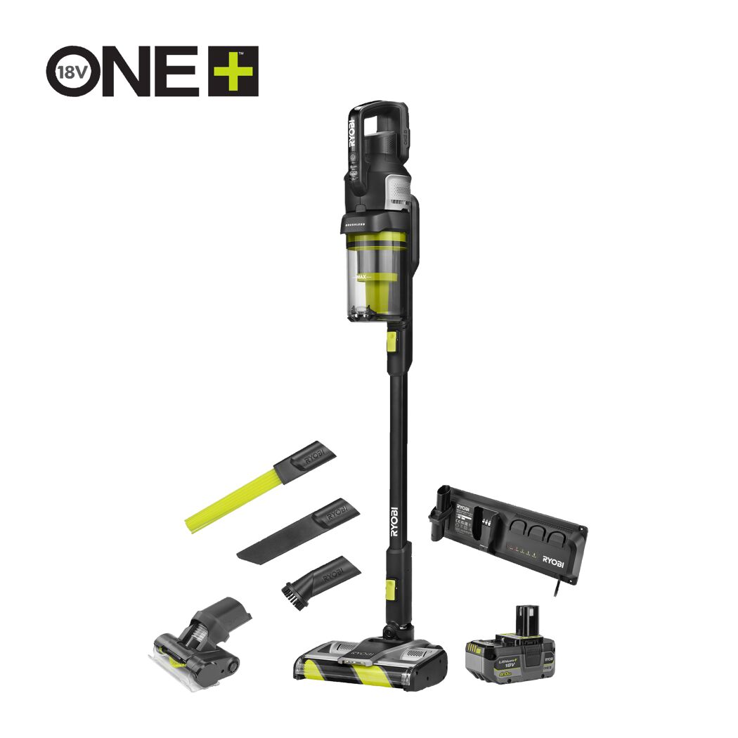 Akku-Staubsauger 'One+ Brushless RASV18BL1X40G' 18 V mit 4,0 Ah Akku und Wandhalterung