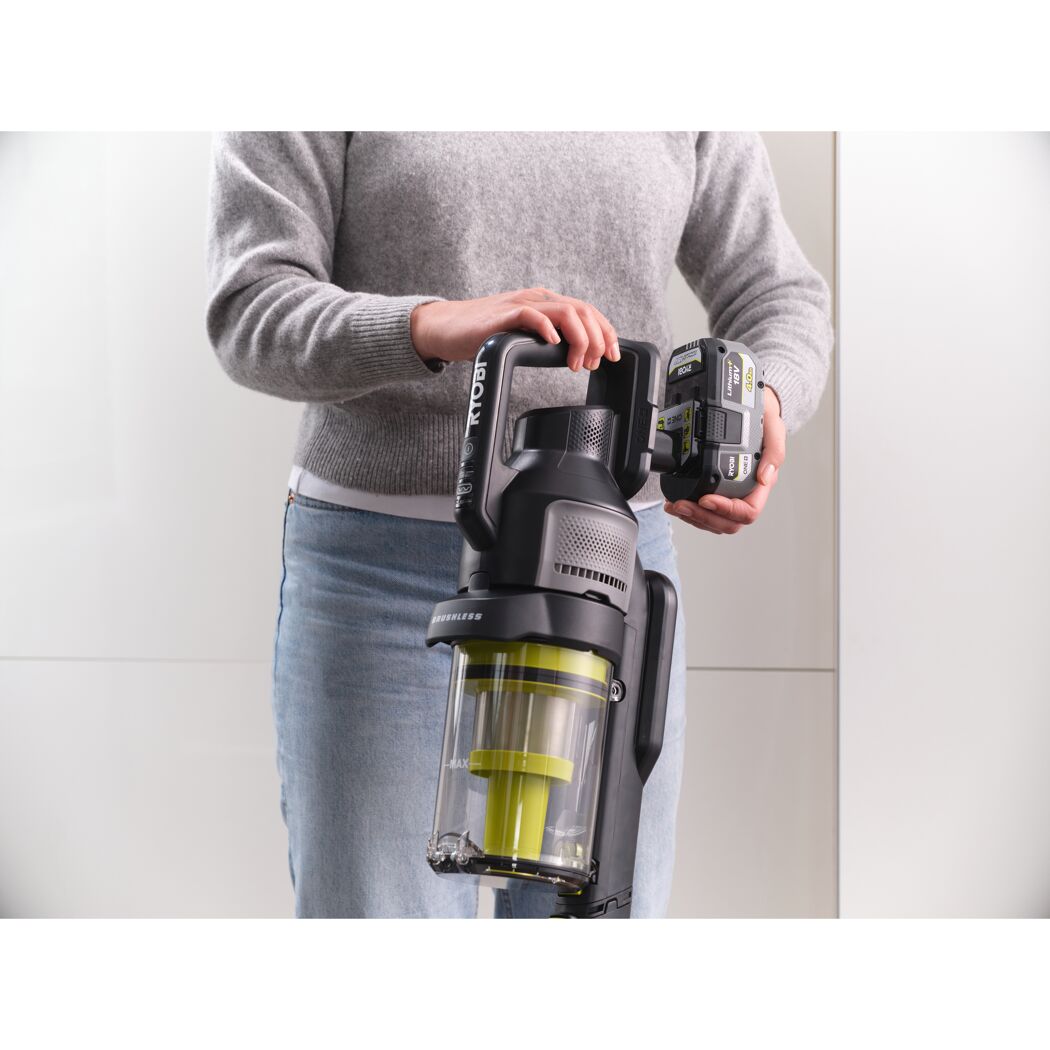 Akku-Staubsauger 'One+ Brushless RASV18BL1X40G' 18 V mit 4,0 Ah Akku und Wandhalterung